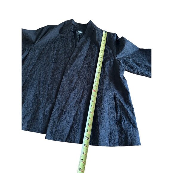 Eileen Fisher Embroidered !00% Silk Open Front Blazer Jacket Size L Quiet Luxury - Picture 6 of 13